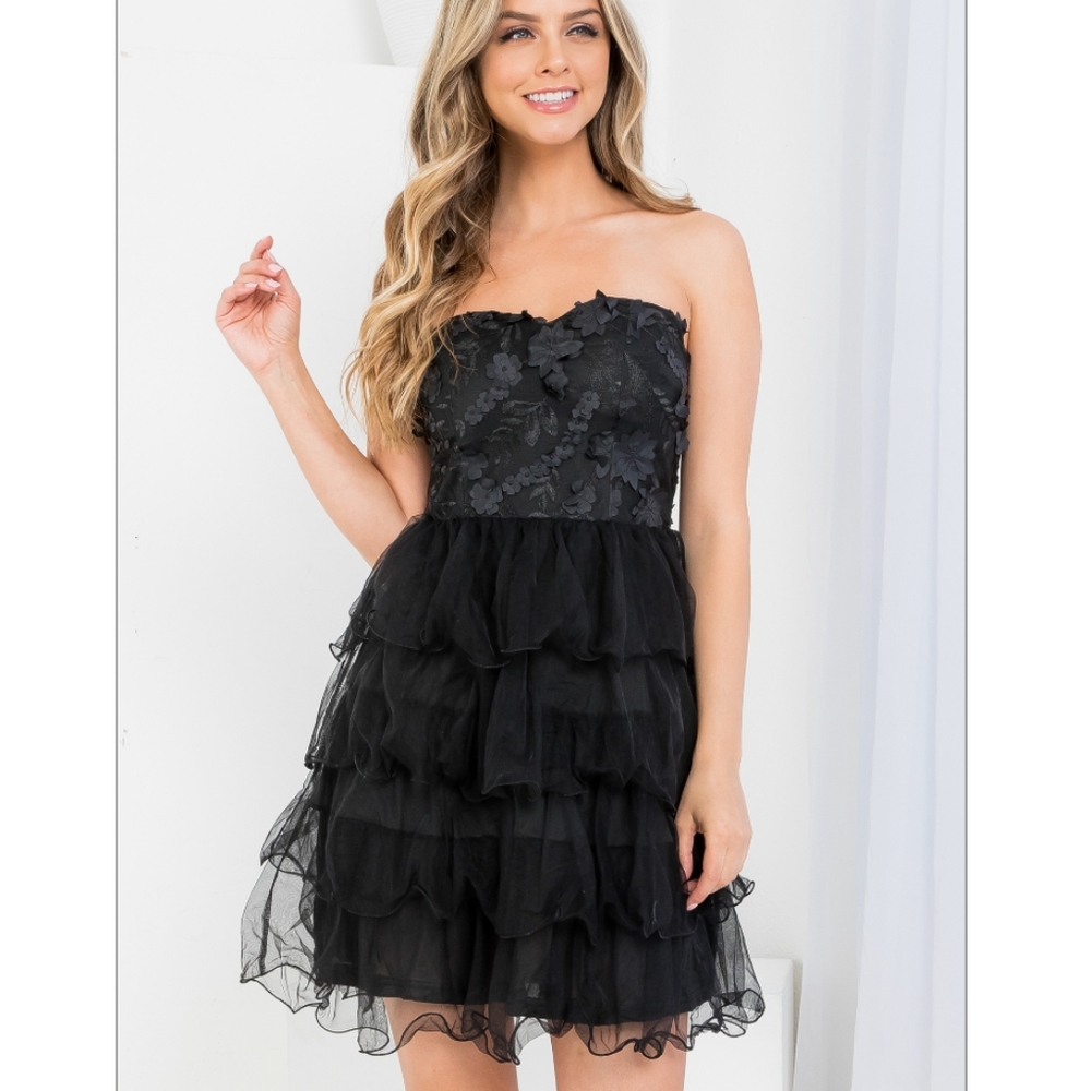 Removable Strap Tiered Ruffle Dress